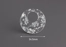2 Transparent Acrylic Circles, Resin Silver Flake Jewelry, Metallic Flakes, Clear Acrylic Jewelry Blank, Resin Earring Findings RG054-35-CSF