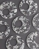 2 Transparent Acrylic Circles, Resin Silver Flake Jewelry, Metallic Flakes, Clear Acrylic Jewelry Blank, Resin Earring Findings RG054-35-CSF
