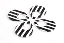 4 Wide Teardrop Earring Findings, Black and White Stripes Charms, Hollow Teardrop, Goth Stripes, Punk Rock Jewelry Supplies, TD024-38-BWST