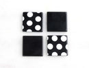 4 Black Polka Dot Beads, Acetate Earring Blanks Square Resin Cabochon, Black and White Spot Pattern, Resin Stud Blanks, LAK030-22-BDOT