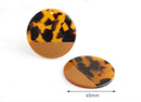 2 Large Circle Discs in Golden Brown Tortoise Shell, Brown Cellulose Acetate Dangle, Dark Brown Leopard Print, Two-Tone Beads, CN070-40-2TTB