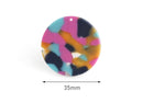 4 Tortoise Shell Pendants in Blue Pink Yellow, 1.5" Circle Tortoise, 35mm Blank Earring Discs DIY, Cellulose Acetate Pendant, CN092-35-UPY