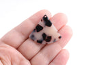 2 Wedge Beads, Fan Shape, Light Blonde Tortoise Shell, Cellulose Acetate, 34 x 30.75mm