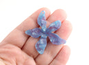 2 Large Flower Earring Findings, Plumeria Flower, Starfish Flower, Cherry Blossom Charm, Pearl Blue Purple Acetate Flowers, FW016-48-U02