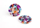 4 Round Acetate Charms, 35mm Flat Circle Discs, Rainbow Acetate Earrings, Acrylic Circle Blanks, Rainbow Tortoise Shell Beads, CN096-35-MC01