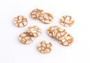 4 Dragon Scale Beads, White Gold Marble Charms, Gold Tortoise Supply, Flat Round Disc Charms 15mm, Cracked Marble Gold Veins, CN073-15-W01