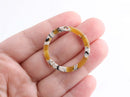 2 Round Tortoise Shell Circles 32mm, Yellow Plastic Rings, Open Back Bezel, Yellow Acetate Acrylic Links, Open Circle Loops, RG053-32-YWB