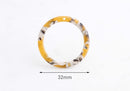 2 Round Tortoise Shell Circles 32mm, Yellow Plastic Rings, Open Back Bezel, Yellow Acetate Acrylic Links, Open Circle Loops, RG053-32-YWB