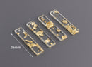 4 Gold Flake Resin Pendants, Gold Glitter Acrylic Shape, Clear Bar Pendant, Gold Flecks, Laser Cut Rectangle, Clear Gold Foil, BAR033-36-CGF