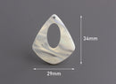 4 Cream Teardrop Charms, Flat Teardrop Earring Components, Blue Flash Jewelry, Acetate Pendant, Bridesmaid Jewelry Findings, TD025-34-W02