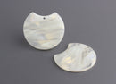 2 Cream Circles with Cutouts, Gold Flash Jewelry, Half Circle Charm Ivory Earrings, Big Acrylic Charm, Bridal Jewelry Findings, CN099-37-W02