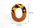 2 Large Flat Rings in Brown Tortoise Shell, Flat Oval Charms, Brown Cellulose Acetate Rings, Brown Golden Beads, Oval Hoops, VG031-50-2TTB