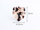 2 Tropical Monstera Leaf Findings, Blonde Tortoiseshell, Cellulose Acetate, 30 x 24.25mm