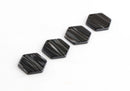 4 Black Hexagon Blanks, Hexagonal Beads, Shiny Black Beads, Silver Stripes, Black Tortoise Shell, Laser Cut Hexagon Charms, DX025-21-BK01