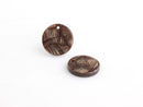 4 Small Circle Blanks with Bark Texture, Faux Wood Beads, Brown Acetate Charms, Wood Grain Texture, Dark Brown Tortoise Shell, CN075-15-BR01