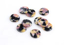 4 Dark Marble Acetate Circle Charms, Black Acrylic Earring Blanks, Dusty Pink Beads, Black Yellow Pink Tortoise Shell Circles, CN076-15-BK02
