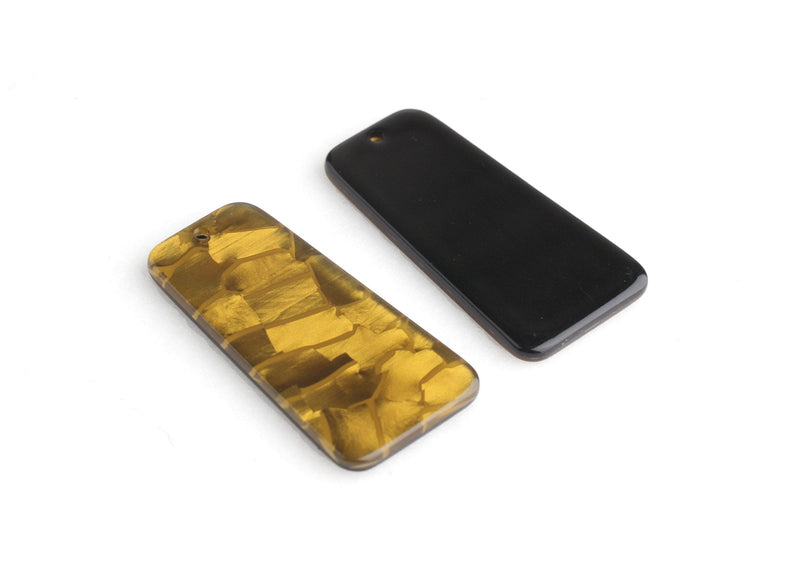 2 Metallic Dark Gold Trapezoid, Cracked Marble, Black Gold Acrylic Shapes, Antique Gold Pendant, Mosaic Tortoise Shell Charm, DX045-37-GD01