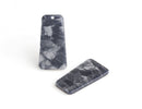 2 Dark Gray Marble Charms, Cracked Marble Pendant, Gunmetal Charms, Silver Grey Tortoise Shell, Silver Trapezoid Square Bead, DX046-37-SV01