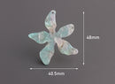 2 Mint Green Flower Beads, Seafoam Green Acetate Pendant, Lucite Flowers, Light Green Tortoise Shell, Starfish Flower Charms, FW018-48-GN01