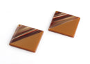 2 Brown Tortoise Shell Square Pendants, Zebra Stripe, Two Tone Acetate, Laser Cut Acrylic Square, Chunky Jewelry Supply, DX048-40-2BRB