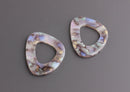 2 Oval Links, One Hole Acrylic Blanks, Iridescent Hologram Beads, Tortoise Shell Dangle, Oval Cut Outs, Blue Gold Green Purple, VG032-38-MC02