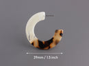 Blonde Tortoise Shell Hoop Earrings Parts, 1 Pair, Two Tone Earrings, Flat Hoop Earring Supply, White Hoops, Chunky Hoops, EAR047-39-2WBT