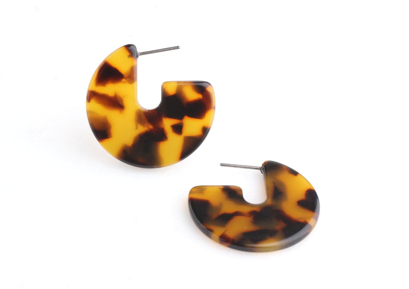 Small Tortoise Shell Circle Earrings, 1 Pair, Small Circle Stud Earrings, Disk Earrings, Little Circle Earrings, One Inch Hoops, EAR049-30-TT