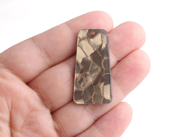 2 Light Gold Beads, Black Gold Acrylic Earring Blanks, Brassy Gold Trapezoid Charms, Monogram Blanks, Mosaic Tortoise Shell, DX047-37-GD02