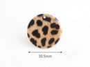 4 Brown Leopard Print Charms, Thin Flat Disc, Animal Print, Monogram Blank, Printed Acrylic Earring Blank, Smooth Flat Circle, CN104-30-LP01