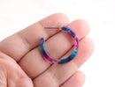 Mardi Gras Tortoise Shell Hoop Earring Parts, 1 Pair, Colorful Hoop Earring Supply, Acrylic Purple Hoops, Teal Green Hoops, EAR052-30-GXY2