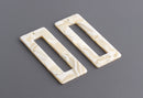2 Creamy White Acetate Charms, Large Rectangle Charm, Rectangle Frame, Off-White Lucite Beads, Ivory Tortoise Shell Supply, DX050-50-W05