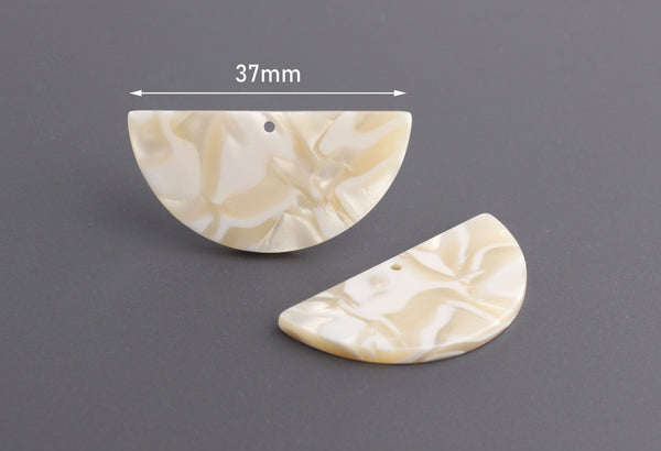 2 Creamy White Half Circle Necklace Blanks, Pearl Acetate Acrylic Earring Blanks, Ivory Tortoise Earrings, Beige Tortoise Shell, CN106-37-W05