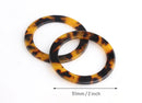 2 Round Tortoise Shell Ring Connectors, Swimsuit Rings, Plastic O Rings, 2 Inch Craft Rings, Bikini Top Rings, Large O-Rings, RG057-51-TT