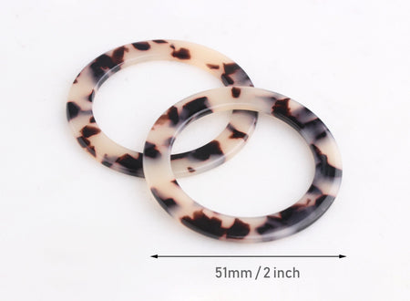 2 Large O-Rings, Swimwear Connector Rings, 2 Inch Ring, Competition Bikini Top Connector, Acetate Findings, Tortoise Shell Rings, RG058-51-WT