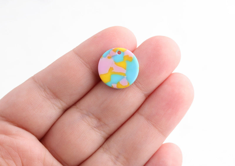 4 Small Coin Charms, Neon Beads, Bubblegum Pink, Baby Blue Charms, Acrylic Discs, Earring Blanks, Beads Pastel Goth Jewelry, CN107-15-UPY2