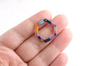 4 Acrylic Hexagon Connectors, Tortoise Shell Jewelry Supply, DX028-24-UPY