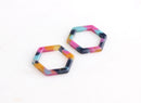 4 Acrylic Hexagon Connectors, Tortoise Shell Jewelry Supply, DX028-24-UPY