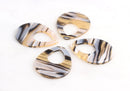 4 Big Teardrop Pendants in Zebra Tortoise Shell, Sparkly Yellow Zebra Stripe, Yellow Teardrop Cut Out, Transparent Yellow Bead TD022-38-YSTR
