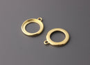 4 Gold Bezel Settings, 15mm Base Charms, Flat Edge, Gold Bezel Cup, Glue In Bezel, Flat Back Settings, 15mm Pendant Setting