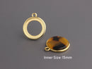 4 Gold Bezel Settings, 15mm Base Charms, Flat Edge, Gold Bezel Cup, Glue In Bezel, Flat Back Settings, 15mm Pendant Setting