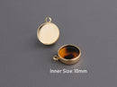 4 Shiny Gold Bezel Cups, 10mm Bezel Setting, Gold Bezel Tray, Bezel Pendant Blank, 10mm Round Base Tray, Deep Bezel, Flat Edge