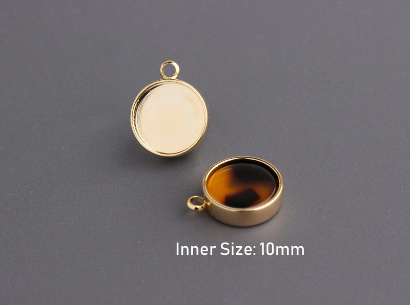 Shiny Gold Bezel Cups, 10mm Bezel Setting, Gold Bezel Tray, Bezel Pe