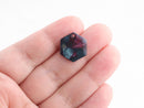 4 Small Hexagon Charms, Galaxy Marble in Purple and Green, Geometric Shape Blanks, 17.25 x 15.5mm