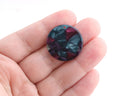 4 Thick Round Discs in Galaxy Marble in Purple and Green, Acetate Plastic, 25mm