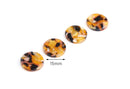 4 Small Coin Charms, Gold Tortoise Shell, 15mm Discs, Faux Amber Slices, Iridescent Beads, Shiny Orange Bead, Cognac Amber Resin CN081-15-OT