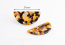 2 Half Circle Blanks in Honey Amber Tortoise Shell, Faux Resin with Inclusions, Cellulose Acetate, 37 x 18mm