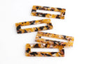 2 Flat Rectangle Connectors in Golden Amber, Tortoise Shell Earring Findings, Egg Yolk Amber Resin Beads, Tortoise Resin Pendant DX029-50-OT