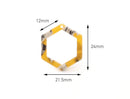 4 Open Hexagon Earring Supplies, Mustard Yellow White Tortoise Shell Jewelry Supply, Laser Cut Hexagon Links, Bracelet Charms, DX032-24-YWB