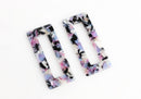 2 Rectangle Ring in Ultraviolet Purple Tortoise Shell, Dark Acetate Charm, Vinyl Blanks, Blue Purple Black, Acrylic Blanks, DX034-50-PL02