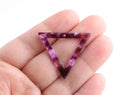 2 Large Triangle Pendant in Lilac Purple Tortoise Shell, Transparent Purple Beads,  TR019-35-PL01